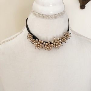 Ribbon and pearl choker